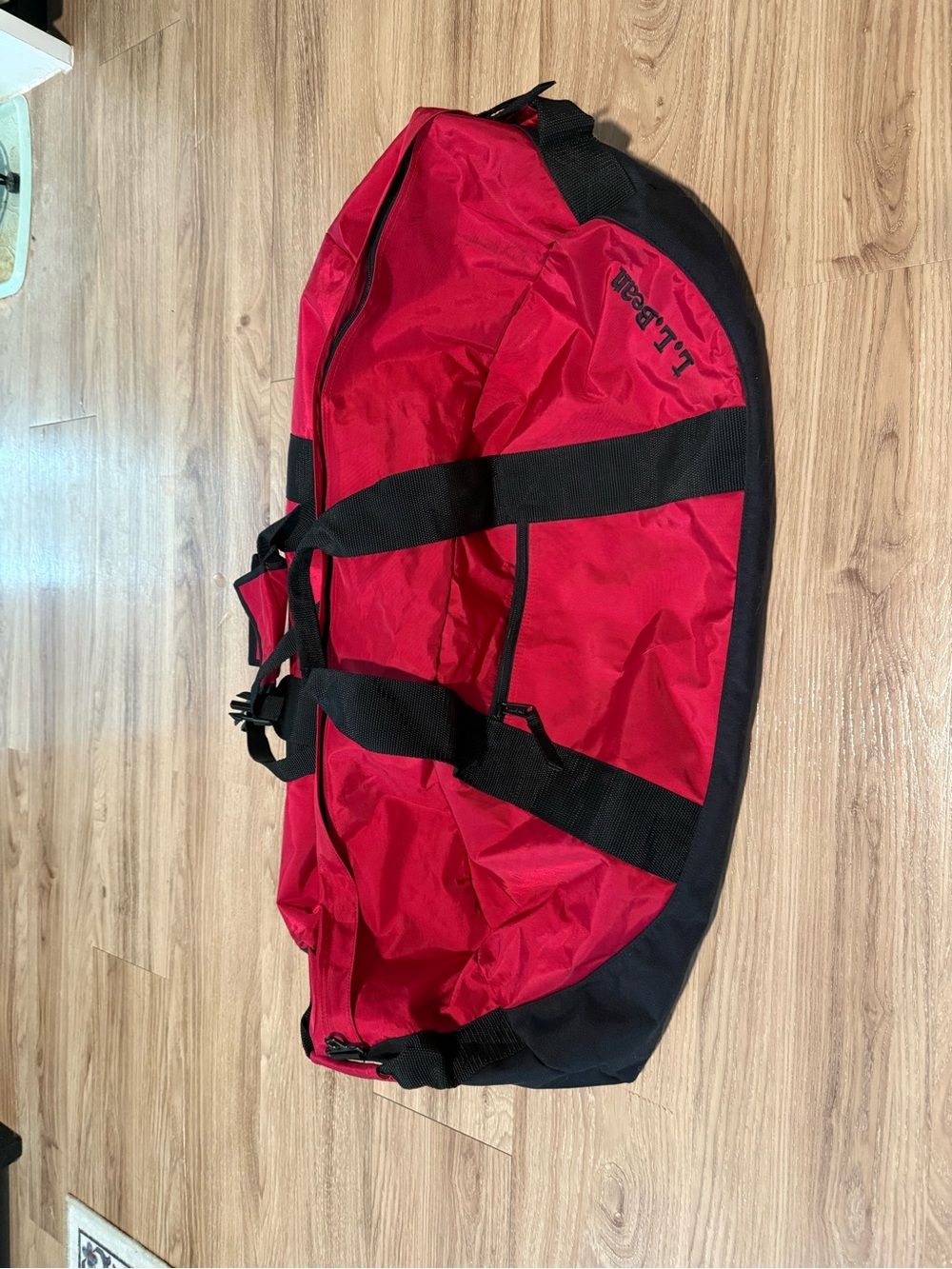 L.L. Bean Red and Black Duffel Bag